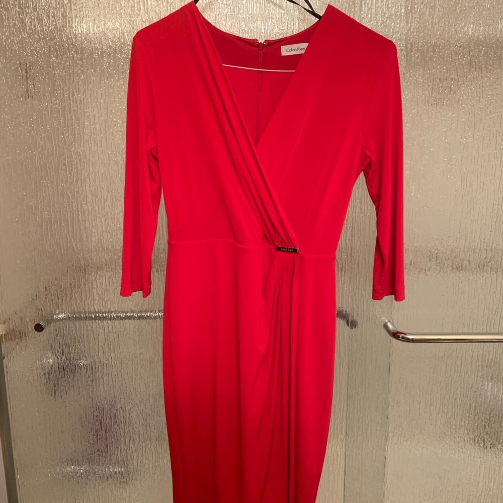 Red V-Neck Dress